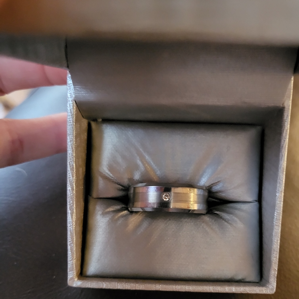 Men's Tungsten Carbide Diamond wedding band, size 10 1/2